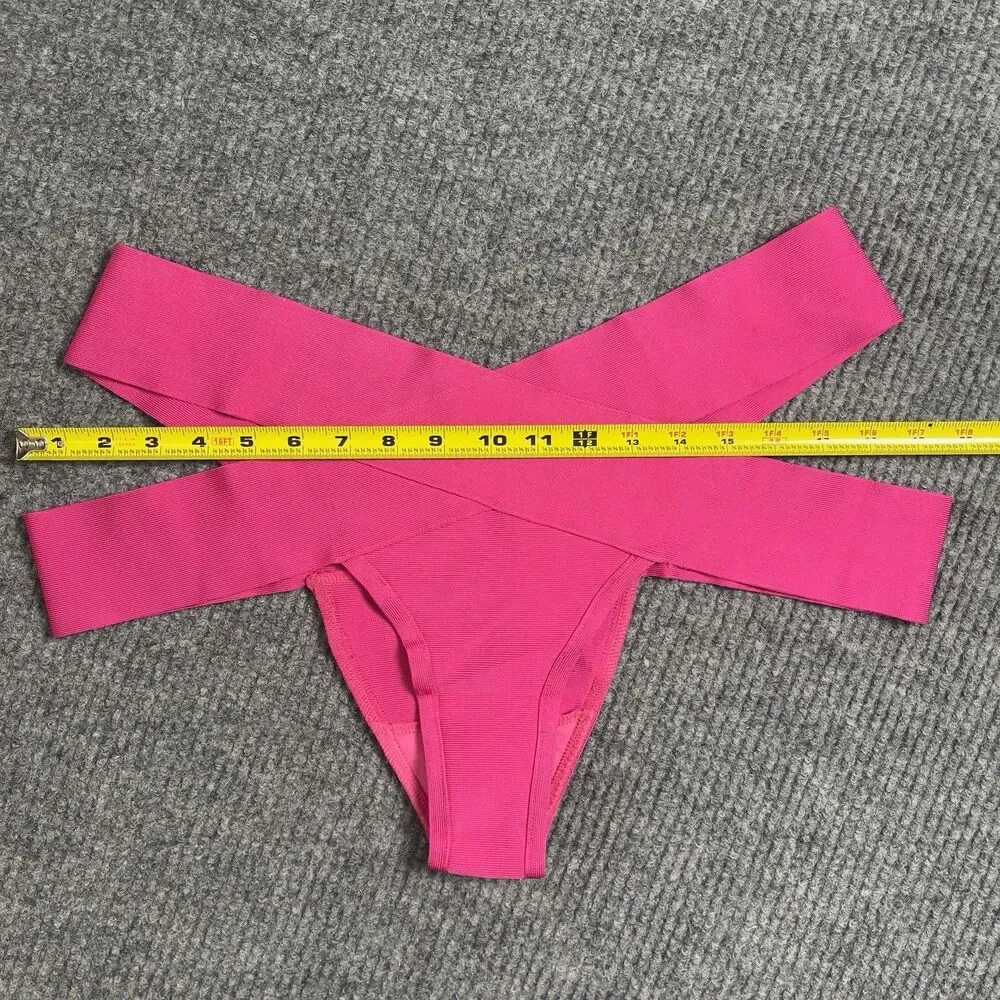 Skims Size 2X Knit Swim Strappy Bikini Bottom Magenta (SW-BIK-0165) NEW